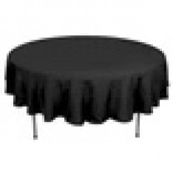 90 ROUND BLACK LINEN TABLECLOTH