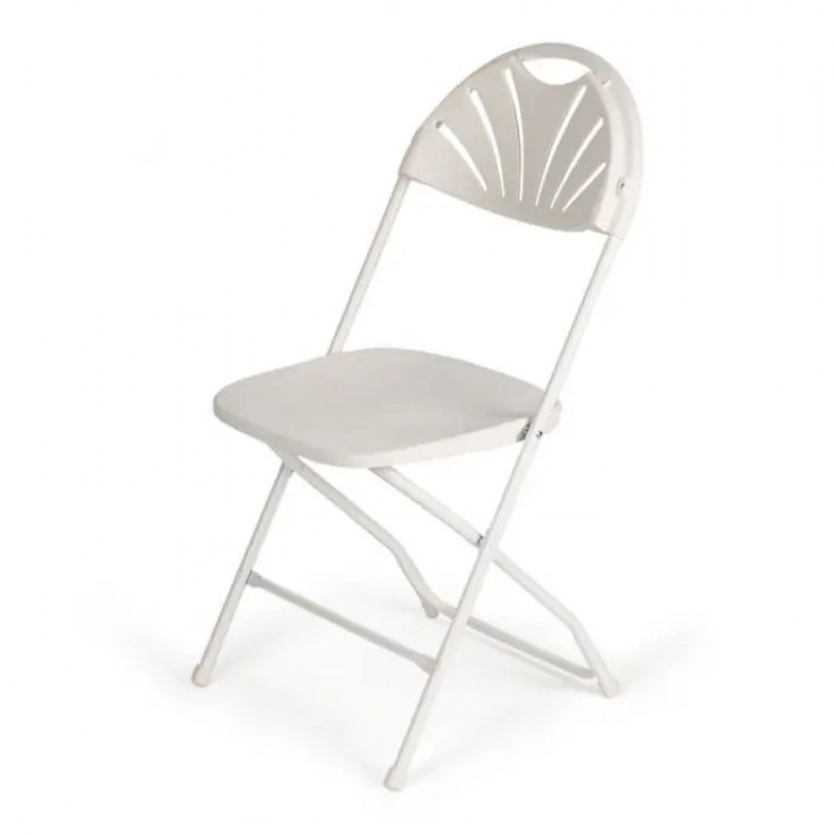 WHITE FANBACK FOLDING CHAIR RENTAL