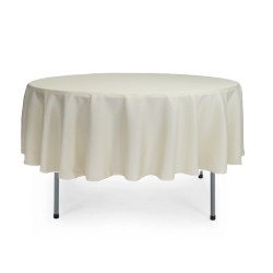 90 Round Polyester Tablecloth Ivory